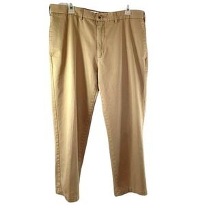 Lands End Khaki Pants Mens Size 35 Short‎ Tailored Fit Straight Leg Flat Front